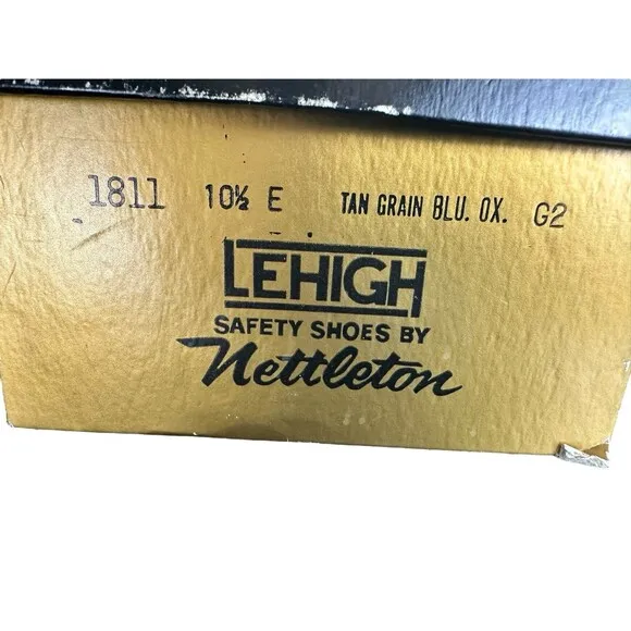 Vintage 70’s Lehigh Nettleton Shoes 10.5 E Wide Wingtip Steel Toe NOS USA New