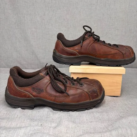 Vintage Dr. Martens Short Boots Brown Leather Lace Up Industrial Composite Toe
