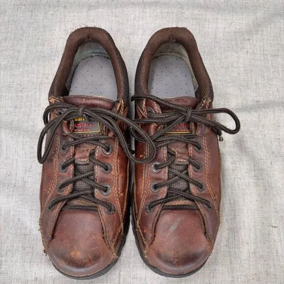 Vintage Dr. Martens Short Boots Brown Leather Lace Up Industrial Composite Toe