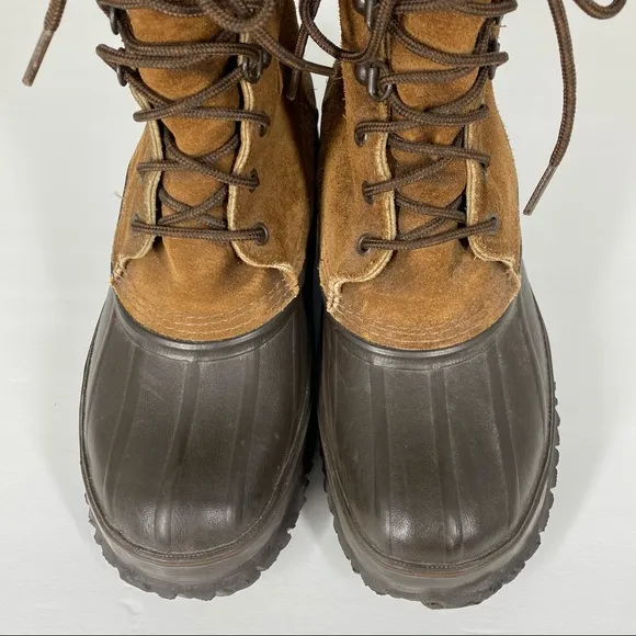 Vintage Eddie Bauer Fiberglass Shank Wool Lined Duck Boots Tan Mens 8 Womens 8.5