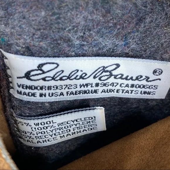 Vintage Eddie Bauer Fiberglass Shank Wool Lined Duck Boots Tan Mens 8 Womens 8.5