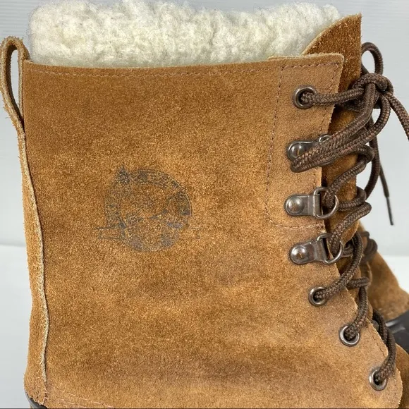 Vintage Eddie Bauer Fiberglass Shank Wool Lined Duck Boots Tan Mens 8 Womens 8.5
