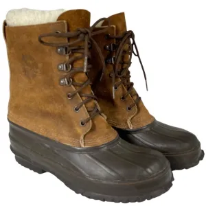 Vintage Eddie Bauer Fiberglass Shank Wool Lined Duck Boots Tan Mens 8 Womens 8.5
