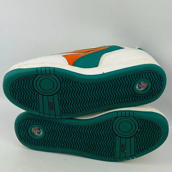 Vintage‎ Mens 6.5 NFL Miami Dolphins RBK Sneakers Aqua Orange White Canvas Shoes