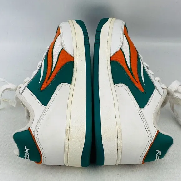 Vintage‎ Mens 6.5 NFL Miami Dolphins RBK Sneakers Aqua Orange White Canvas Shoes