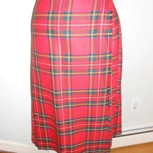 Vintage Red Scottish Style Pleated Skirt