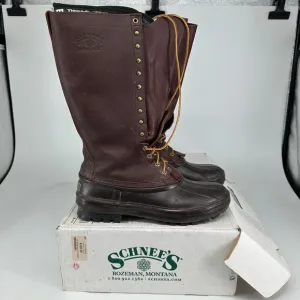Vintage Schnee Hunter 16&quot; Pac Boots, Insulated, Mens Size 13 Brown Leather Tall
