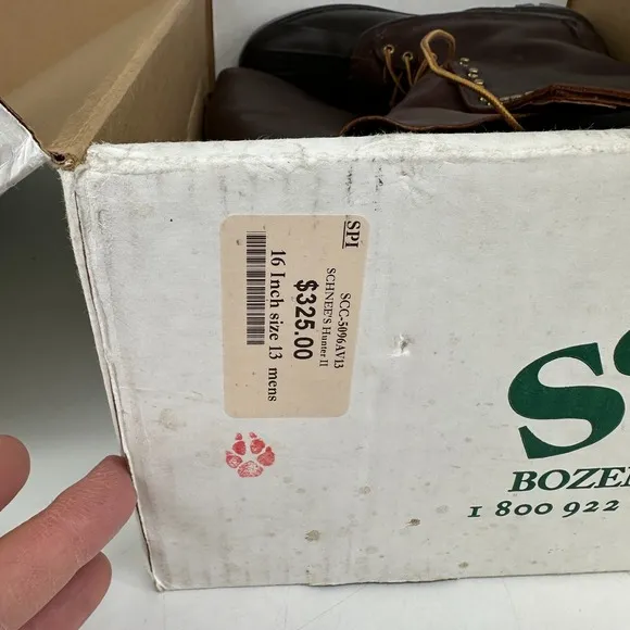 Vintage Schnee Hunter 16&quot; Pac Boots, Insulated, Mens Size 13 Brown Leather Tall