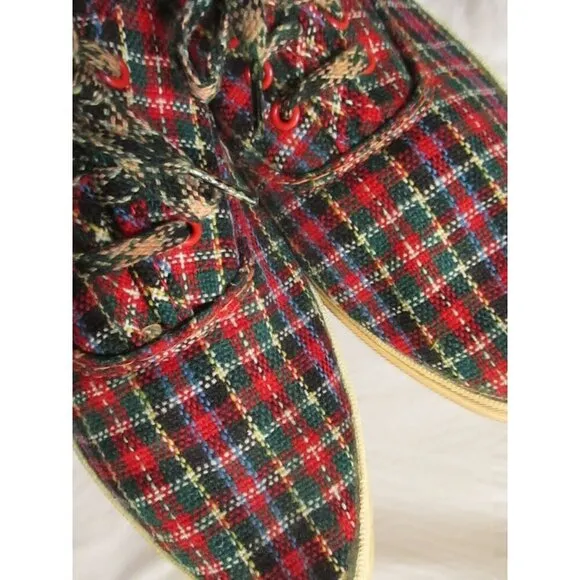 Vintage Womens Keds Sneakers 5 M Low Scottish PLaid NEW 1970's 1960's mod indy