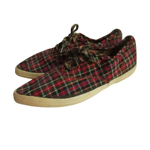 Vintage Womens Keds Sneakers 5 M Low Scottish PLaid NEW 1970's 1960's mod indy