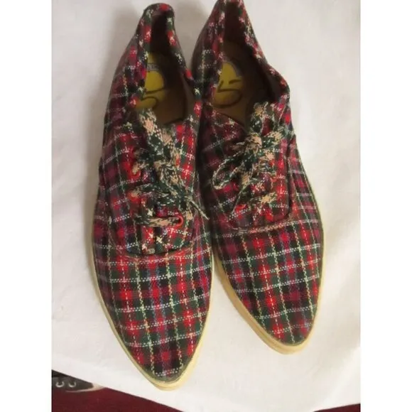 Vintage Womens Keds Sneakers 5 M Low Scottish PLaid NEW 1970's 1960's mod indy