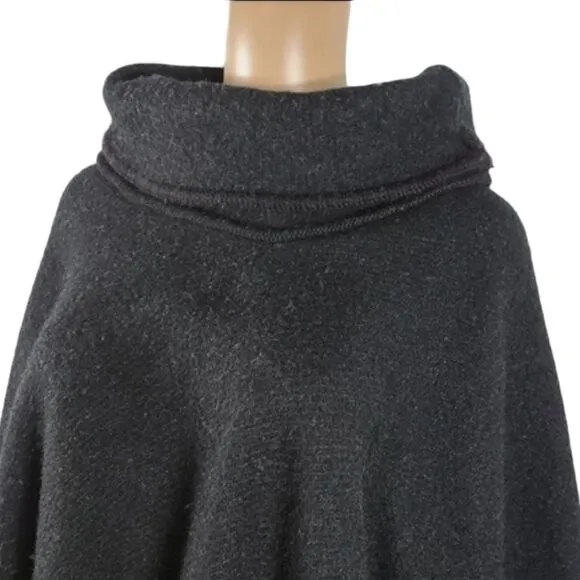 Vintage Maine Maid Design Funnelneck Black Poncho