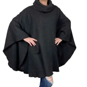Vintage Maine Maid Design Funnelneck Black Poncho
