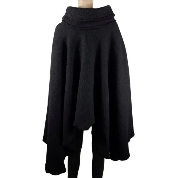 Vintage Maine Maid Design Funnelneck Black Poncho