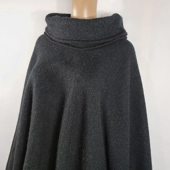 Vintage Maine Maid Design Funnelneck Black Poncho