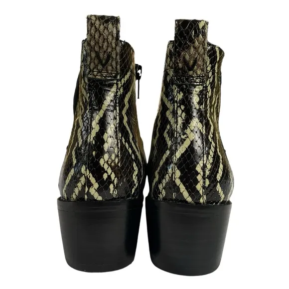 Vionic Clara Boa‎ Snake-Embossed Leather Heels Ankle Booties Womens Size 7