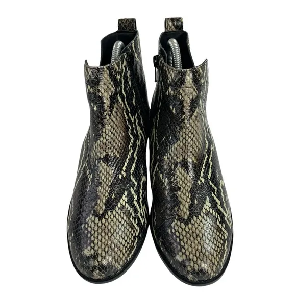 Vionic Clara Boa‎ Snake-Embossed Leather Heels Ankle Booties Womens Size 7