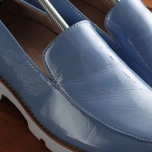Vionic Loafers WMS SZ 8 Blue Shadow Kensley Patent Leather Slip On Comfort Shoes