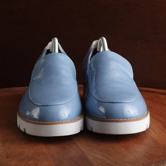 Vionic Loafers WMS SZ 8 Blue Shadow Kensley Patent Leather Slip On Comfort Shoes