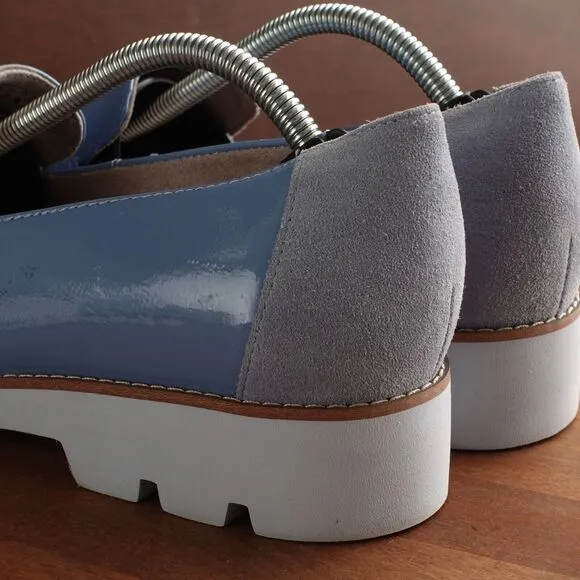 Vionic Loafers WMS SZ 8 Blue Shadow Kensley Patent Leather Slip On Comfort Shoes