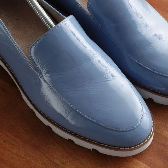 Vionic Loafers WMS SZ 8 Blue Shadow Kensley Patent Leather Slip On Comfort Shoes