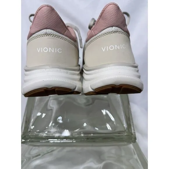 VIONIC WMAX SLIP ON CREAM/PINK MESH WATER-RESISTANT WALKING SHOES SZ 10M NWOT