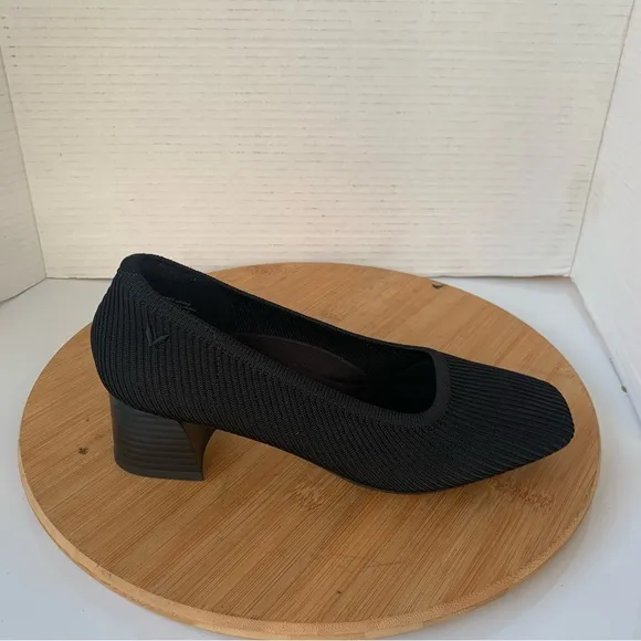 Vivaia Heels Women 7  Melody Pro Shoes Black Knit Comfort Square Toe Block Pumps