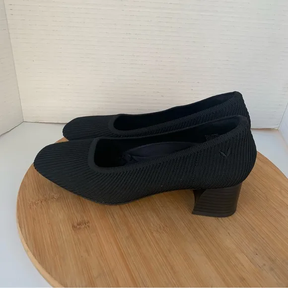 Vivaia Heels Women 7  Melody Pro Shoes Black Knit Comfort Square Toe Block Pumps