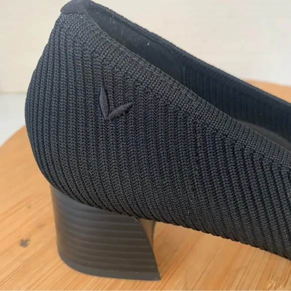 Vivaia Heels Women 7  Melody Pro Shoes Black Knit Comfort Square Toe Block Pumps