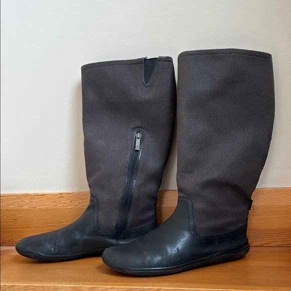 Vivobarefoot 9 Black and Grey minimalist barefoot insulated leather tall boots