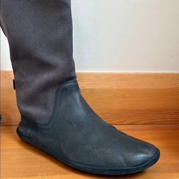 Vivobarefoot 9 Black and Grey minimalist barefoot insulated leather tall boots