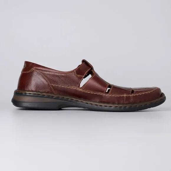 Vtg Josef Seibel Mens Sz 9 Brown Leather Fisherman Sandals Air Ped Comfort EU 43