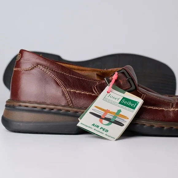 Vtg Josef Seibel Mens Sz 9 Brown Leather Fisherman Sandals Air Ped Comfort EU 43
