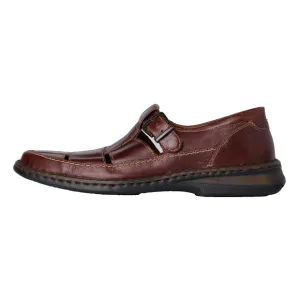 Vtg Josef Seibel Mens Sz 9 Brown Leather Fisherman Sandals Air Ped Comfort EU 43