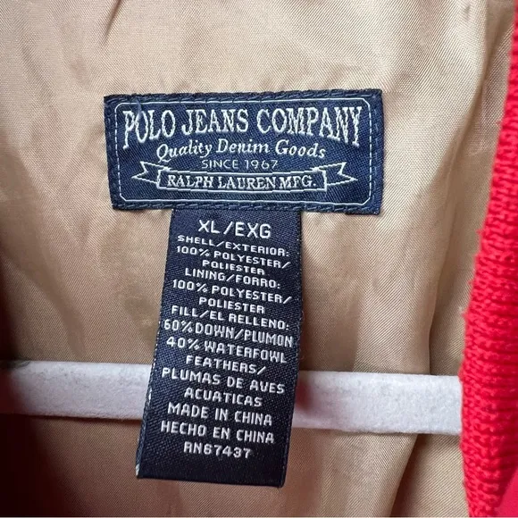 VTG RALPH LAUREN POLO JEANS COMPANY Goose Feathered Insulated Puffer Coat