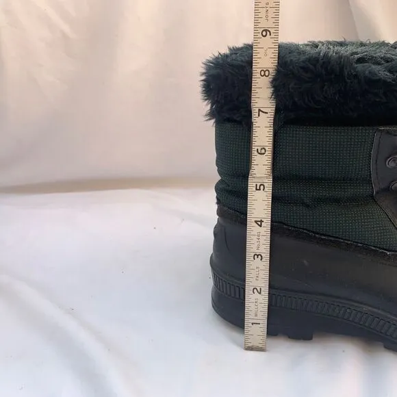 Vtg Sorel Kaufman Winter Boots Women's 9 Waterproof Canada Green Black Fur Lace