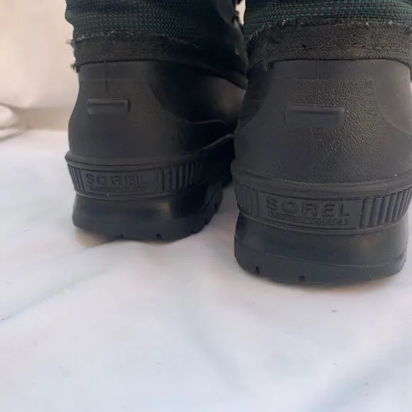 Vtg Sorel Kaufman Winter Boots Women's 9 Waterproof Canada Green Black Fur Lace