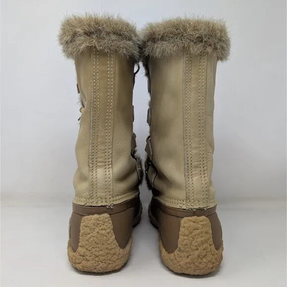 VTG Sorel Nanook Leather Insulated Winter Boots Women Size 10 Faux Fur Trim EUC