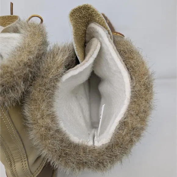 VTG Sorel Nanook Leather Insulated Winter Boots Women Size 10 Faux Fur Trim EUC