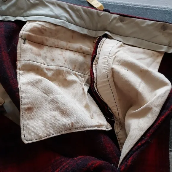 Vtg Woolrich Pants Mens 38 Red Buffalo Plaid Wool Hunting Lace Up Ankle Lumber