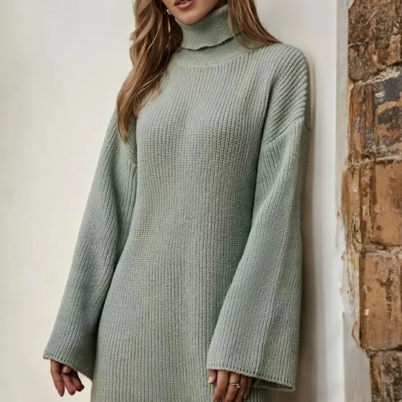 Warm Hug Turtleneck Sweater Dress