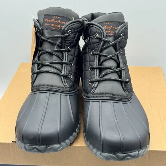 Weatherproof Vintage Aidan Quilted Black Duck Boots Thermolite Insulation 11 M