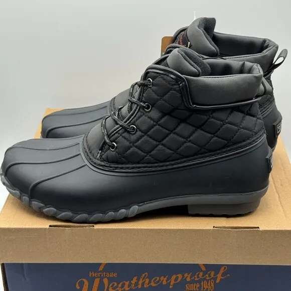 Weatherproof Vintage Aidan Quilted Black Duck Boots Thermolite Insulation 11 M