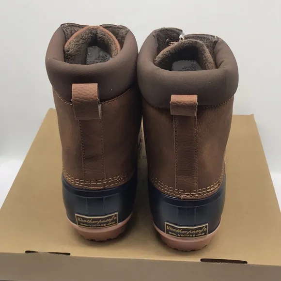 WEATHERPROOF VINTAGE Mens Navy Insulated Comfort Adam Round Lace-Up Duck Boots