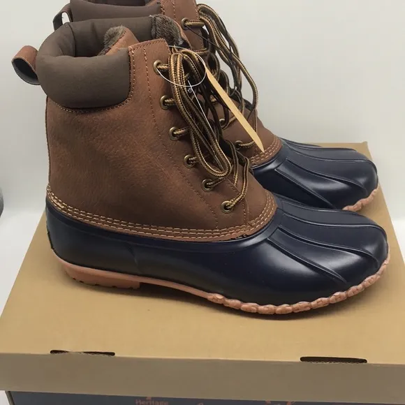 WEATHERPROOF VINTAGE Mens Navy Insulated Comfort Adam Round Lace-Up Duck Boots