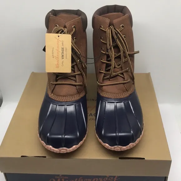 WEATHERPROOF VINTAGE Mens Navy Insulated Comfort Adam Round Lace-Up Duck Boots