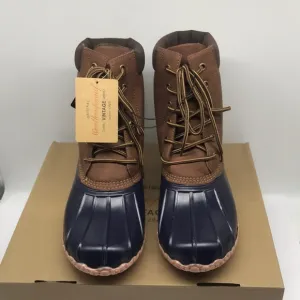 WEATHERPROOF VINTAGE Mens Navy Insulated Comfort Adam Round Lace-Up Duck Boots