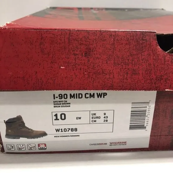 Wolverine Men’s I-90 Mid Carbon Max Waterproof Work Boots, Size 10 EW
