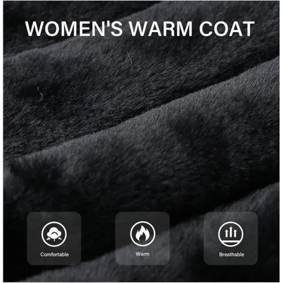 Women's Faux Fur Coat Fuzzy Shaggy Hood Sherpa-Lined Fleece Jacket