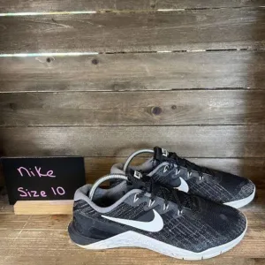 Womens Nike Metcon 3 Black Training Weightlifting Shoes Sneakers Size 10 M GUC‎